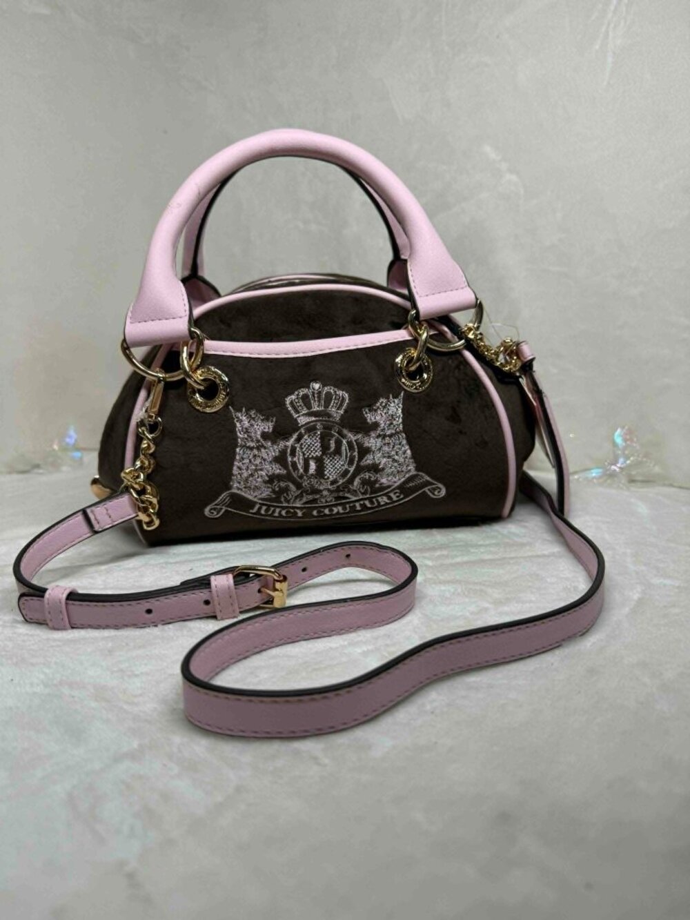 Juicy Couture Brown & Pink Handbag NWT with Gold Hardware